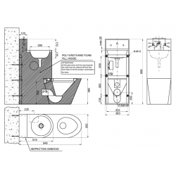 Toaletă și lavoar compact, antivandalism, montaj pe perete – inox satinat, NOFER Toaletă și lavoar compact, antivandalism, montaj pe perete – inox satinat, NOFER