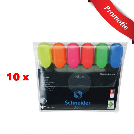 Pachet Set Textmarker Schneider, 6 culori, 9 pachete + 1 GRATUIT Pachet Set Textmarker Schneider, 6 culori, 9 pachete + 1 GRATUIT