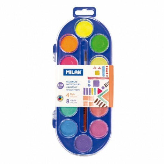 Acuarele 8 metal + 4 fluo culori milan Acuarele 8 metal + 4 fluo culori milan
