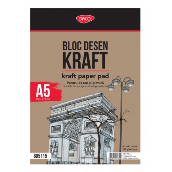 Bloc a5 hartie craft 115g 50 file daco bd5115 Bloc a5 hartie craft 115g 50 file daco bd5115