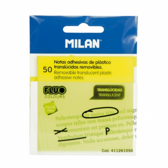 Bloc notes adeziv plastic 76x76 galben milan Bloc notes adeziv plastic 76x76 galben milan