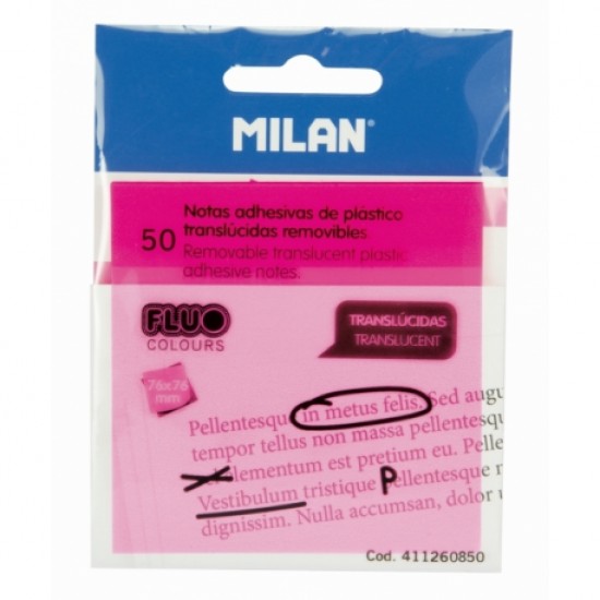 Bloc notes adeziv plastic 76x76 roz milan Bloc notes adeziv plastic 76x76 roz milan
