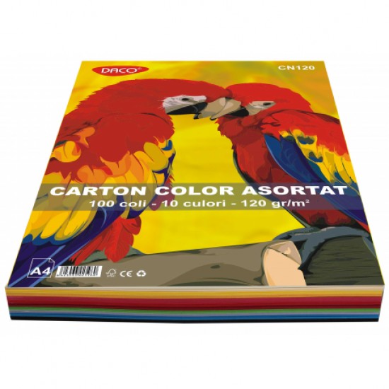 Carton color A4, 120g/mp, 10culori, Daco x 100 coli-cn120 Carton color A4, 120g/mp, 10culori, Daco x 100 coli-cn120