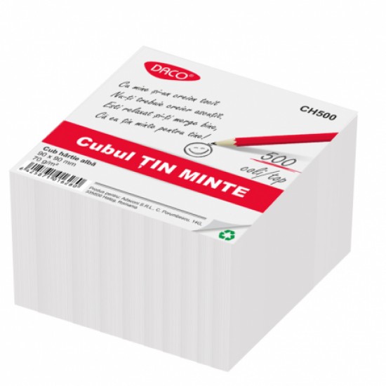 Cub hartie alb 9x9cm  500coli daco ch500