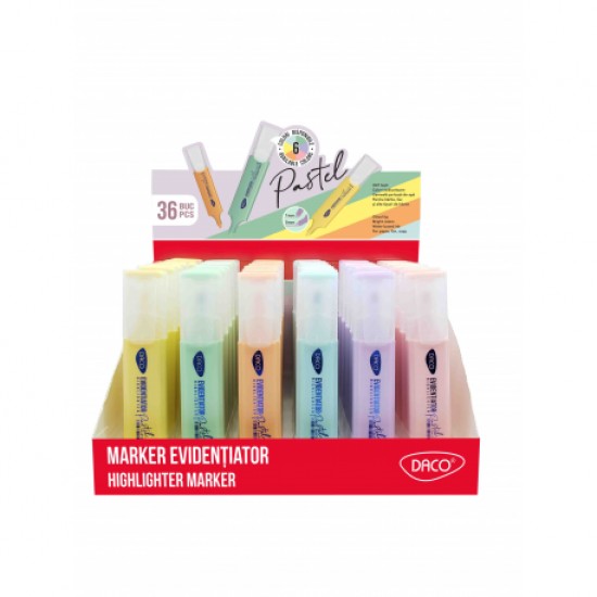 Display marker evidentiator pastel daco 36 buc Display marker evidentiator pastel daco 36 buc