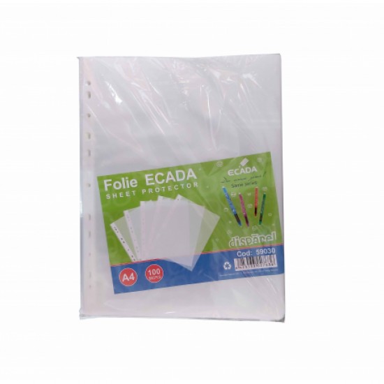 Folie transparenta A4 Ecada, set x100 bucati -59030 Folie transparenta A4 Ecada, set x100 bucati -59030