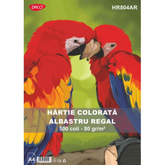 Hartie colorata A4, 80g/mp 500 de coli-Daco hr804ar, albastru regal Hartie colorata A4, 80g/mp 500 de coli-Daco hr804ar, albastru regal