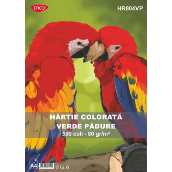Hartie colorata, A4, 80g/mp, 500 coli, Daco verde padure-hr804vp 