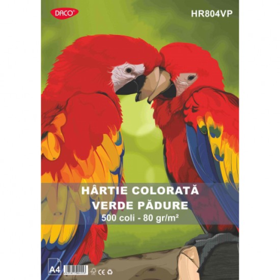 Hartie colorata, A4, 80g/mp, 500 coli, Daco verde padure-hr804vp Hartie colorata, A4, 80g/mp, 500 coli, Daco verde padure-hr804vp