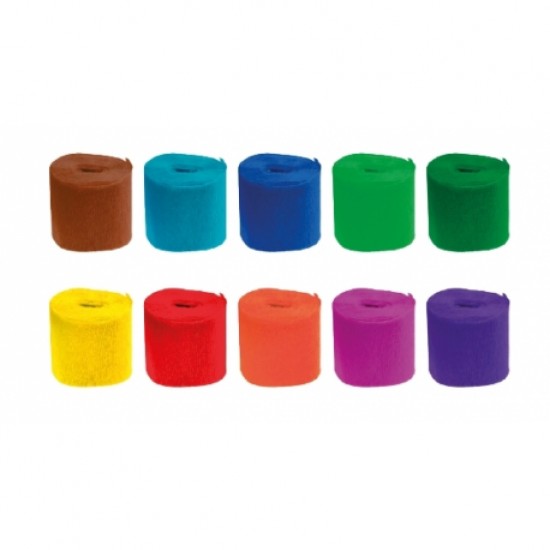 Set de 10 culori asortate hartie creponata 5cmx10m daco hc102 Set de 10 culori asortate hartie creponata 5cmx10m daco hc102
