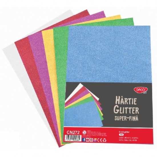 Hartie glitter super-fina set 6 Daco cn272 Hartie glitter super-fina set 6 Daco cn272