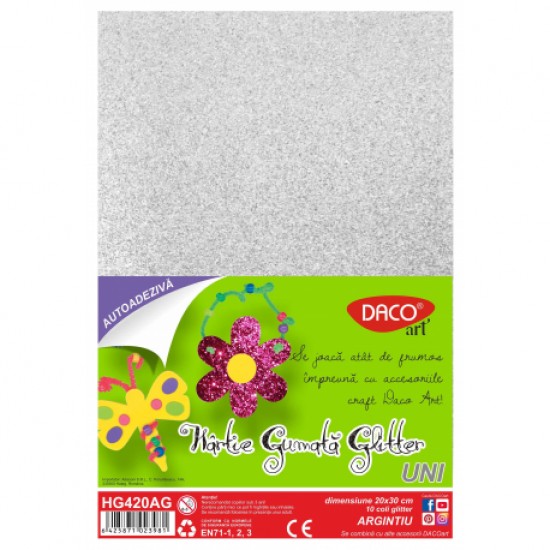 Hartie gumata aa glitter 20x30cm 10coli Daco hg420ag Hartie gumata aa glitter 20x30cm 10coli Daco hg420ag