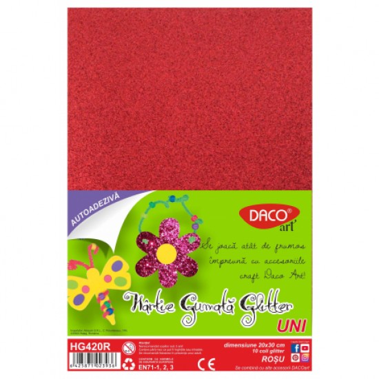 Hartie gumata aa glitter 20x30cm 10 coli Daco hg420r Hartie gumata aa glitter 20x30cm 10 coli Daco hg420r