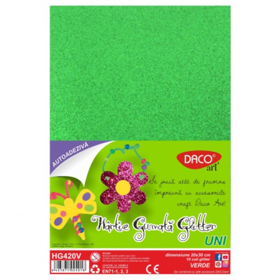 Hartie gumata aa glitter 20x30cm 10coli Daco hg420v 