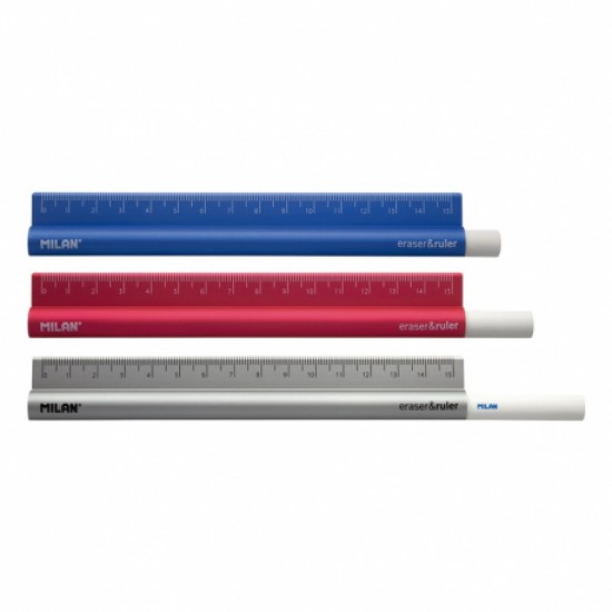 Liniar 15 cm metalic cu radiera milan Liniar 15 cm metalic cu radiera milan