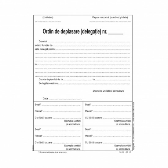 Ordin de deplasare Ordin de deplasare