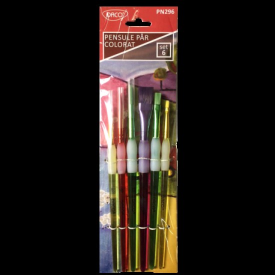 Pensule set 6 par sintetic colorat daco pn296 Pensule set 6 par sintetic colorat daco pn296