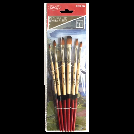 Pensule set 6 par sintetic limba pisica daco pn256 Pensule set 6 par sintetic limba pisica daco pn256