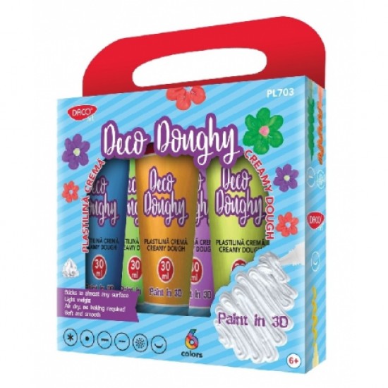 Plastilina crema 6x30ml deco doughy pl703 daco Plastilina crema 6x30ml deco doughy pl703 daco