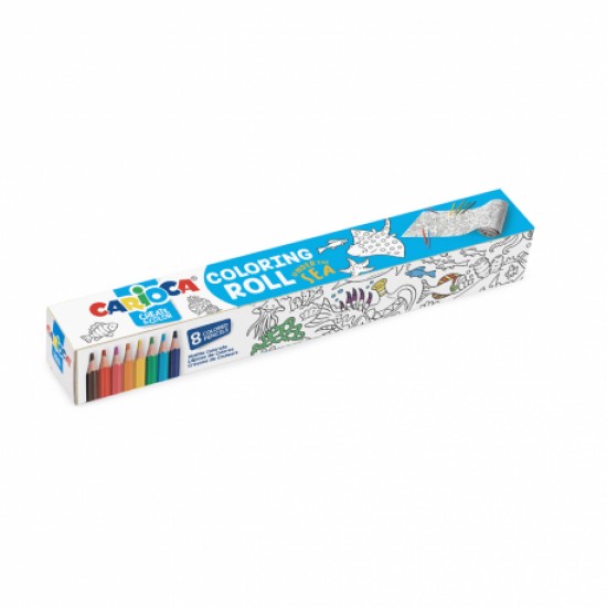 Set rola adeziva pt. colorat 198x30cm+8 creioane sea Set rola adeziva pt. colorat 198x30cm+8 creioane sea