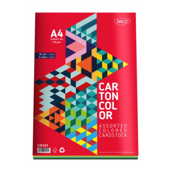 Carton color A4, 160g/mp, 5 culori, Daco x 30 coli/top-cn161 