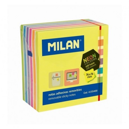 Bloc notes adeziv cub 76x76 7 culori neon milan Bloc notes adeziv cub 76x76 7 culori neon milan