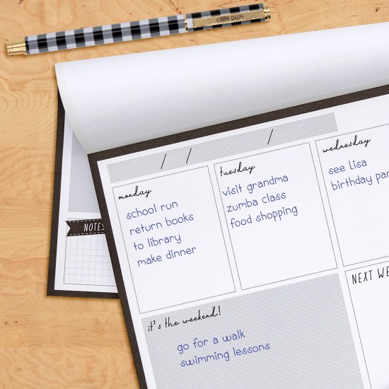 Planner săptămânal, nedatat, 60 file hârtie premium 100gsm, dimensiune 29.5 cm X 21 cm, Black 9120-CD Planner săptămânal, nedatat, 60 file hârtie premium 100gsm, dimensiune 29.5 cm X 21 cm, Black 9120-CD