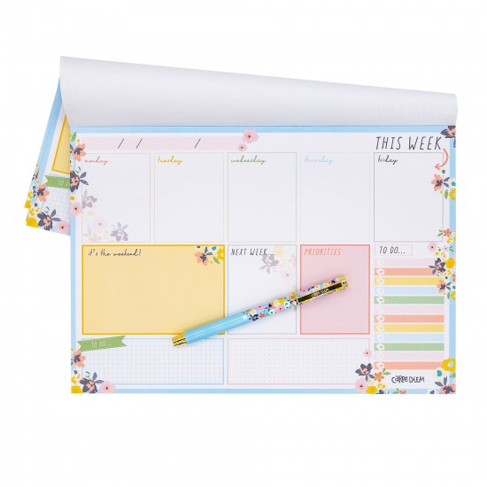Planner saptamanal, nedatat, 60 file hartie premium 100gsm, dimensiune 29.5 cm X 21 cm Floral 9208-CD Planner saptamanal, nedatat, 60 file hartie premium 100gsm, dimensiune 29.5 cm X 21 cm Floral 9208-CD
