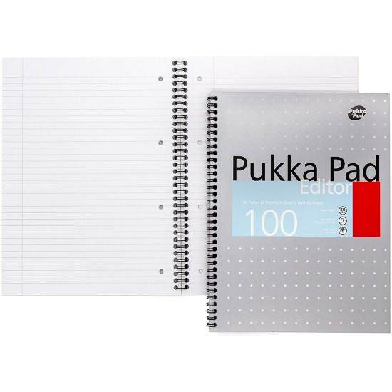 Caiet cu spirala dubla Pukka Pad Metalic Editor A4+ 100 pagini, coperti tari EM003