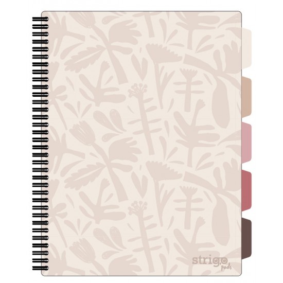 Caiet cu spirala si separatoare, STRIGO PADS Project Book Floral A4, Matematica, PADS042