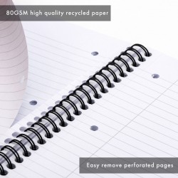 Caiet cu spirala Pukka Pad Jotta Recycled, A4 dictando, 110 pagini, cu 4 perforatii pentru biblioraft RCA4/110-3 Caiet cu spirala Pukka Pad Jotta Recycled, A4 dictando, 110 pagini, cu 4 perforatii pentru biblioraft RCA4/110-3