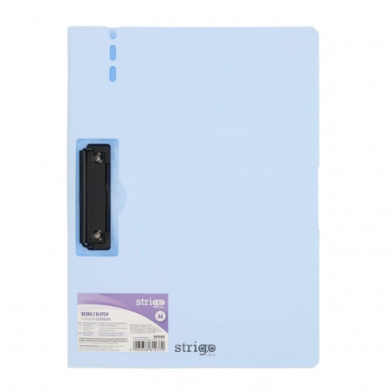 Clipboard Strigo vertical A4 cu clip metalic lateral, suport stilou, albastru deschis SF055 Clipboard Strigo vertical A4 cu clip metalic lateral, suport stilou, albastru deschis SF055