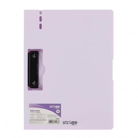 Clipboard Strigo vertical A4 cu clip metalic lateral, suport stilou, mov SF056