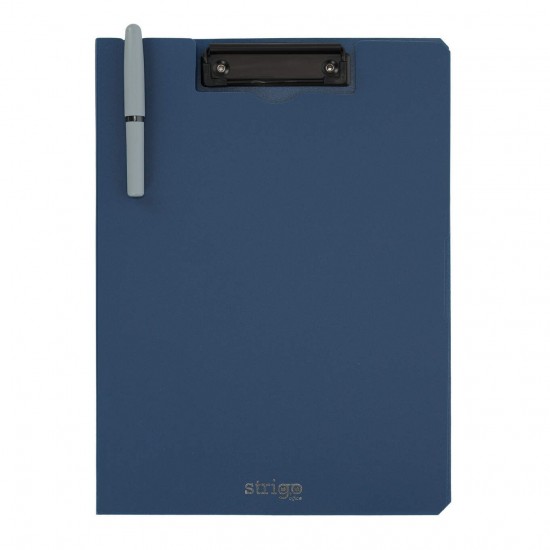Clipboard Strigo vertical A4, suport stilou, albastru marin SF066