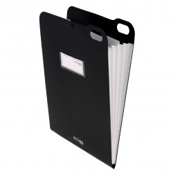 Organizator Strigo, PP, A4, vertical, 5 separatoare, inchidere capsa, negru SF071