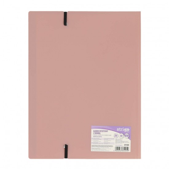 Mapa Strigo, PP, A4, cu elastic, 20 folii protectie roz deschis SF088 Mapa Strigo, PP, A4, cu elastic, 20 folii protectie roz deschis SF088