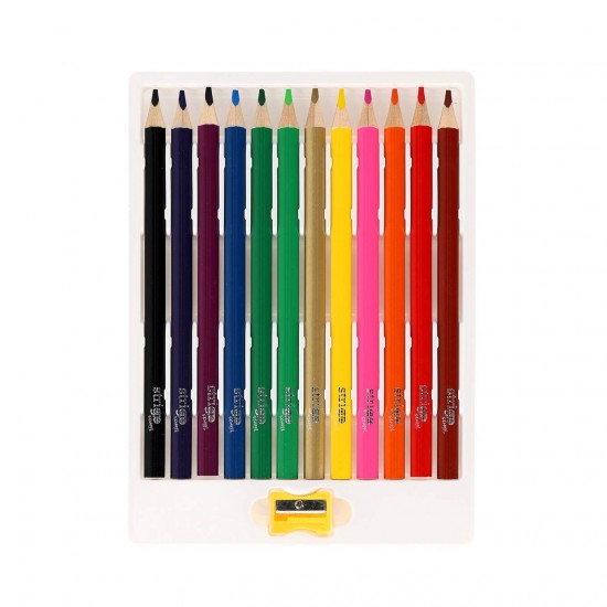 Creioane colorate Strigo Jumbo, triunghiulare, cu ascutitoare, 12 culori SSC353 Creioane colorate Strigo Jumbo, triunghiulare, cu ascutitoare, 12 culori SSC353