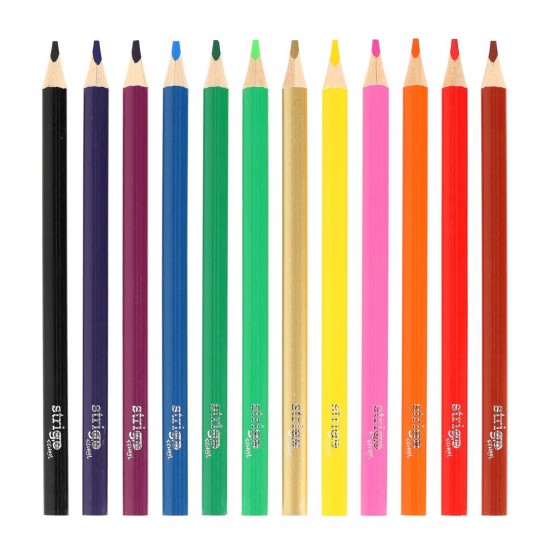 Creioane colorate Strigo Jumbo, triunghiulare, cu ascutitoare, 12 culori SSC353 Creioane colorate Strigo Jumbo, triunghiulare, cu ascutitoare, 12 culori SSC353