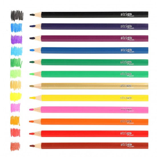 Creioane colorate Strigo Jumbo, triunghiulare, cu ascutitoare, 12 culori SSC353 Creioane colorate Strigo Jumbo, triunghiulare, cu ascutitoare, 12 culori SSC353