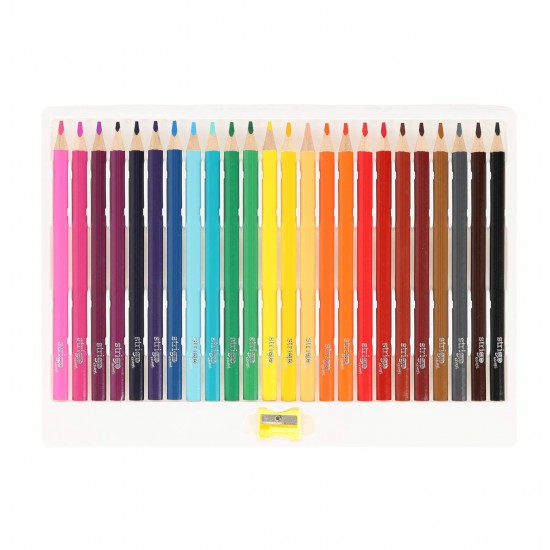 Creioane colorate Strigo Jumbo, triunghiulare, cu ascutitoare, 24 culori SSC354