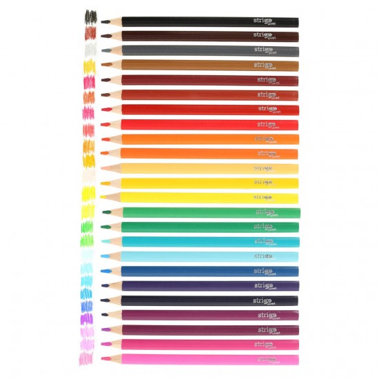 Creioane colorate Strigo Jumbo, triunghiulare, cu ascutitoare, 24 culori SSC354