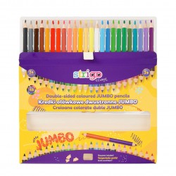 Creioane colorate duble, Strigo Jumbo, 24 bucati, 48 culori, triunghiulare, cu ascutitoare SSC356 Creioane colorate duble, Strigo Jumbo, 24 bucati, 48 culori, triunghiulare, cu ascutitoare SSC356