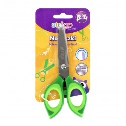 Foarfeca scolara Strigo, varf rotunjit, otel inoxidabil, grip cauciucat, verde/roz, SSC372/373 D12