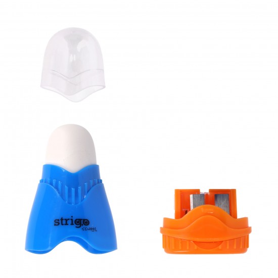 Ascutitoare Strigo, 2 orificii, cu guma de sters si cu capac SSC388 Ascutitoare Strigo, 2 orificii, cu guma de sters si cu capac SSC388