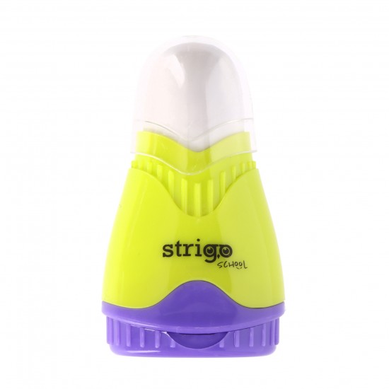 Ascutitoare Strigo, 2 orificii, cu guma de sters si cu capac SSC388 Ascutitoare Strigo, 2 orificii, cu guma de sters si cu capac SSC388