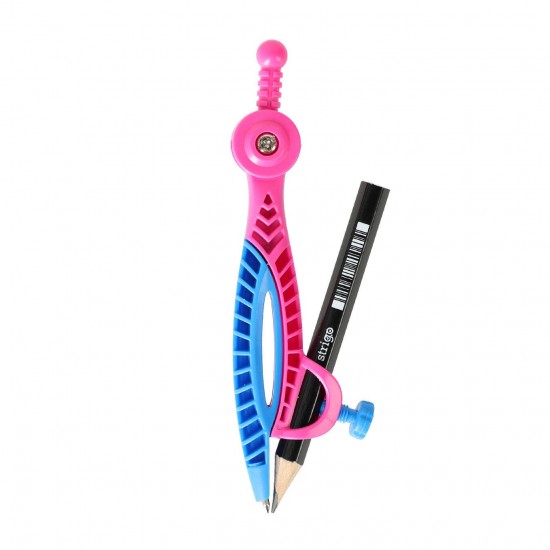 Compas din plastic STRIGO cu creion in culori mixte SSC394