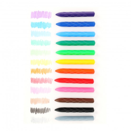 Creioane colorate Strigo triunghiulare, plastic, 12 culori SSC399 Creioane colorate Strigo triunghiulare, plastic, 12 culori SSC399