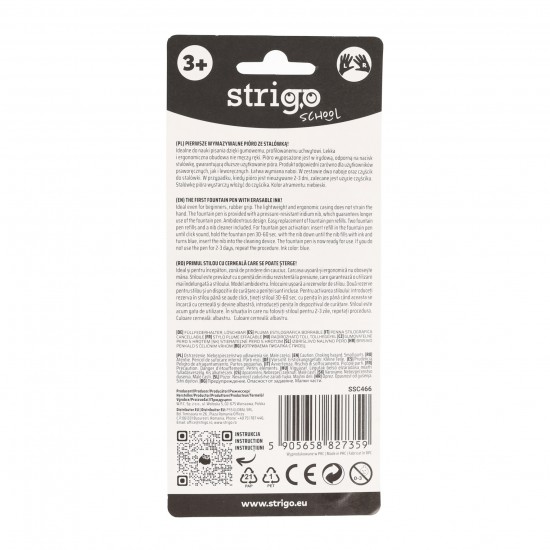 Stilou Strigo cerneala cu stergere + 2 rezerve + dispozitiv curatare, in blister, Retro SSC466