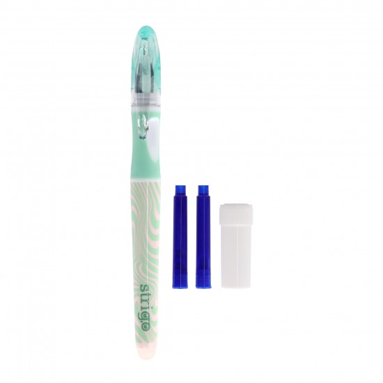 Stilou Strigo cerneala cu stergere + 2 rezerve + dispozitiv curatare, in blister, Waves SSC467