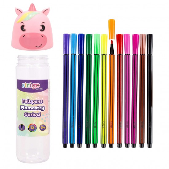 Strigo carioci lavabile 12 culori, cutie Unicorn, SSC480 Strigo carioci lavabile 12 culori, cutie Unicorn, SSC480